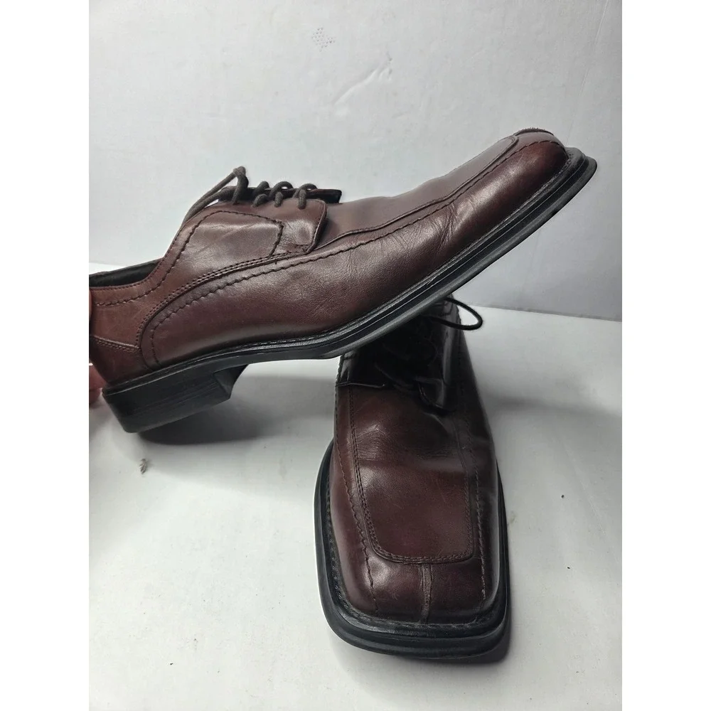 Axcess Claiborne Mens Bleeker Brown Leather Square Toe Oxford Dress Shoes 10.5 M